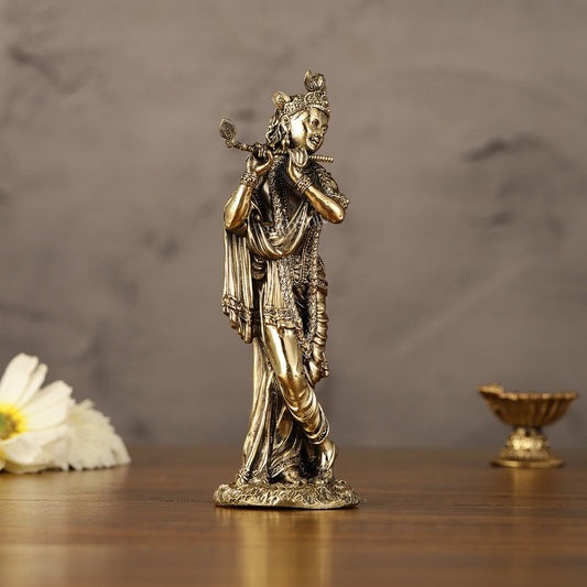 Brass Superfine Intricate Krishna Idol - 6" Height