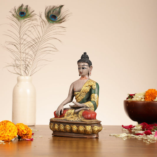 Handpainted Brass Superfine Buddha Statue - 8-inch